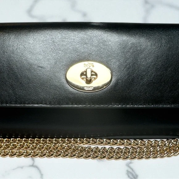 Coach Leather Turnlock Chain Clutch Horse & Carriage Embossed Hardware NEW - Picture 2 of 16